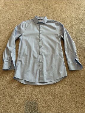 Charles Tyrwhitt Sky Blue Non-Iron Stretch Texture Square Shirt
